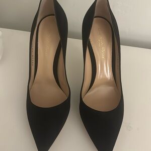 105mm, 4.1 black suede stiletto heel pump